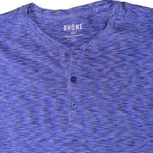 Rhone Mens Long Sleeve performance Henley Shirt Blue Heathered Casual Size Large